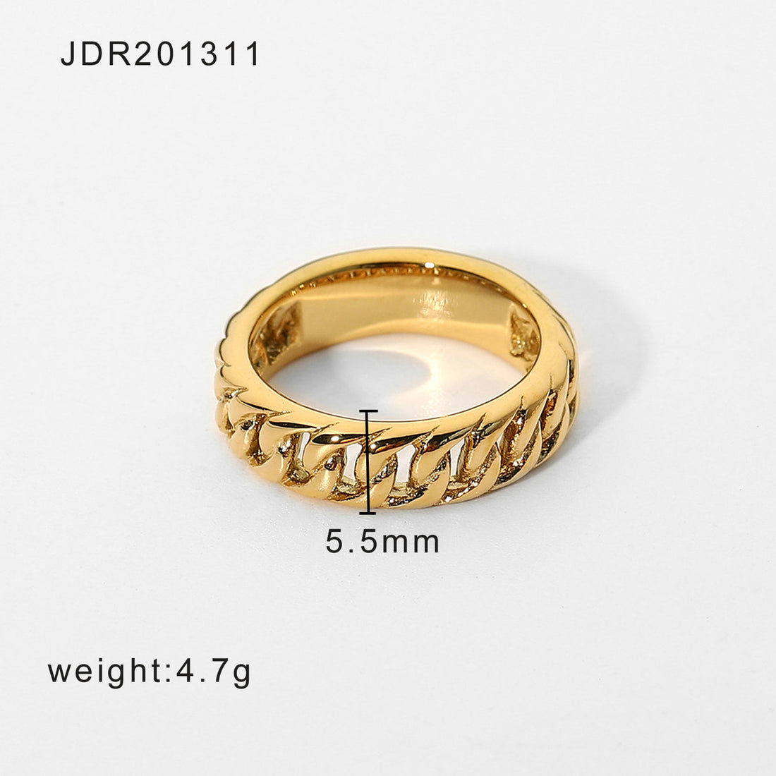 Gold-Plated Stainless Steel Chain Ring