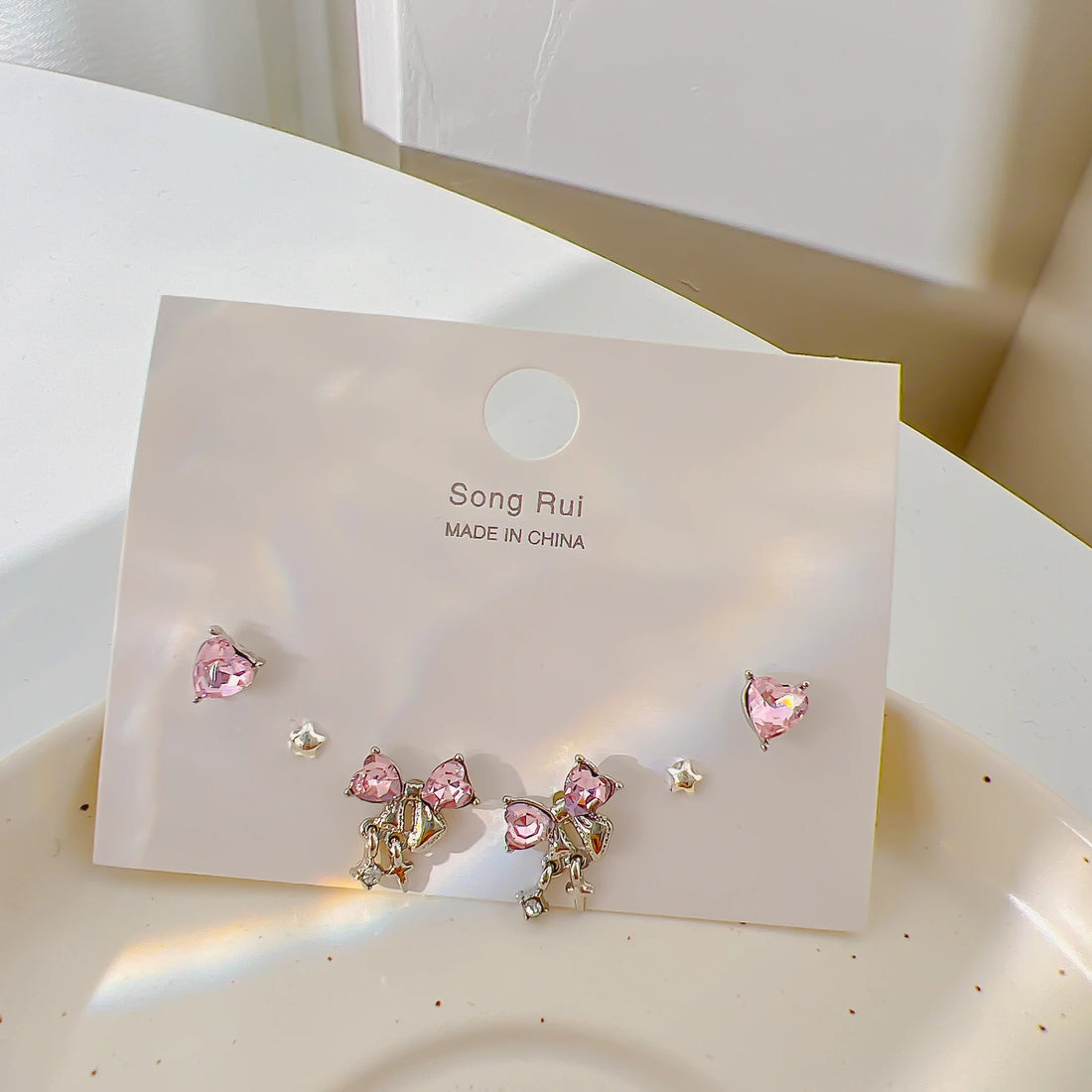 17KM INS Y2K Pink Heart Stud Earrings for Women