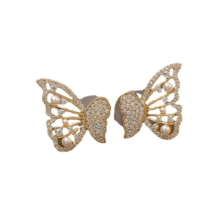 Butterfly Pearl Earrings Earrings Women