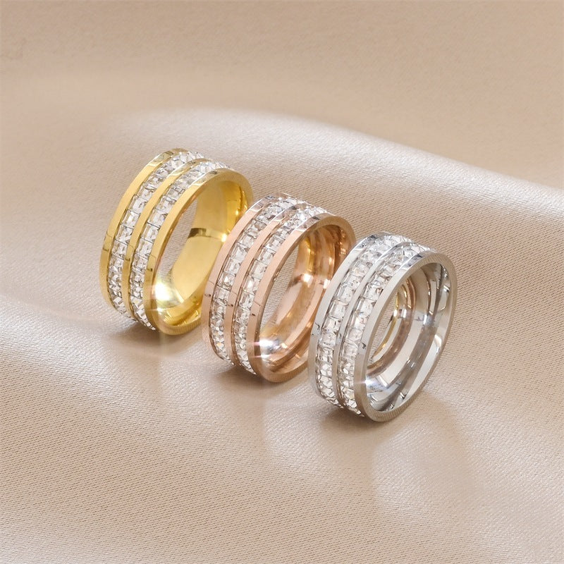 Fashion Rhinestone Stainless Steel Ring