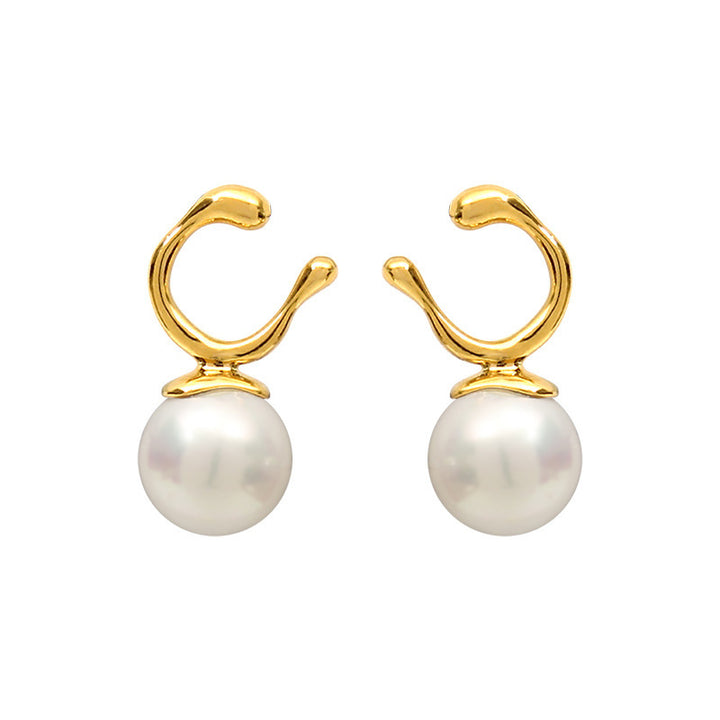 Gold-plated copper pearl earrings