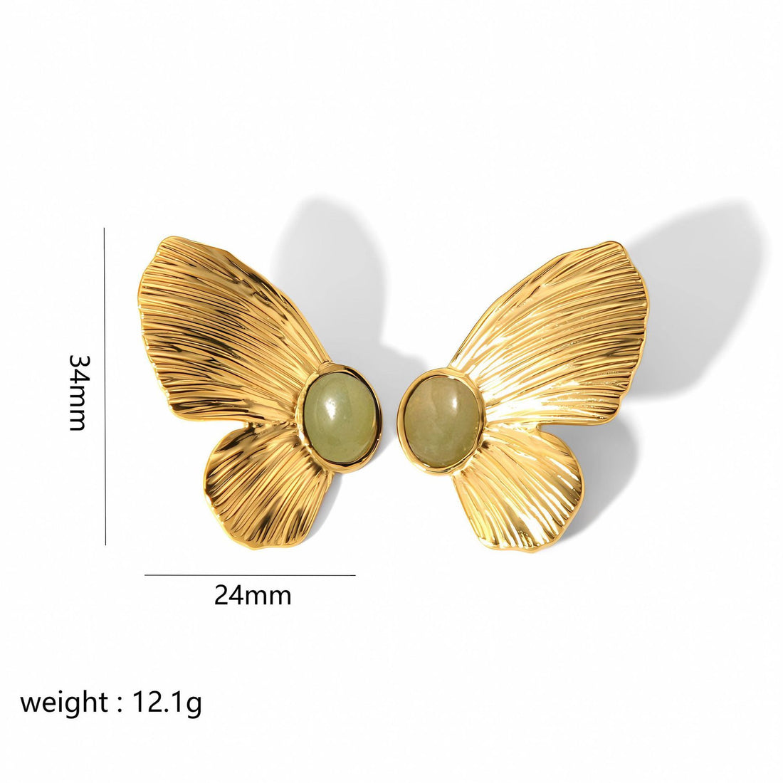 Gold Butterfly Flower Stud Earrings