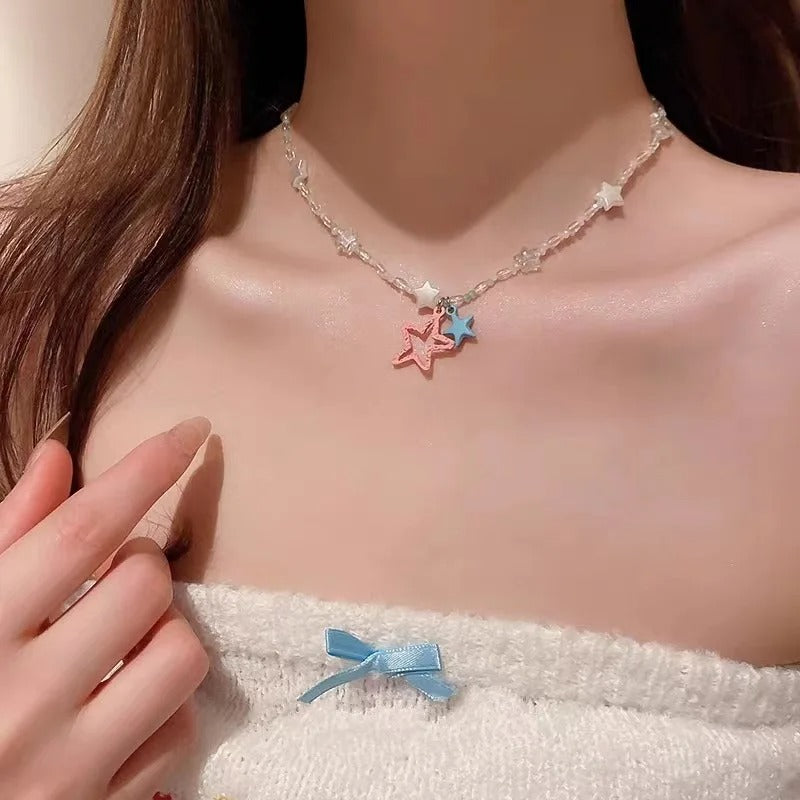 Harajuku Four Pointed Star Tassel Necklace for Women