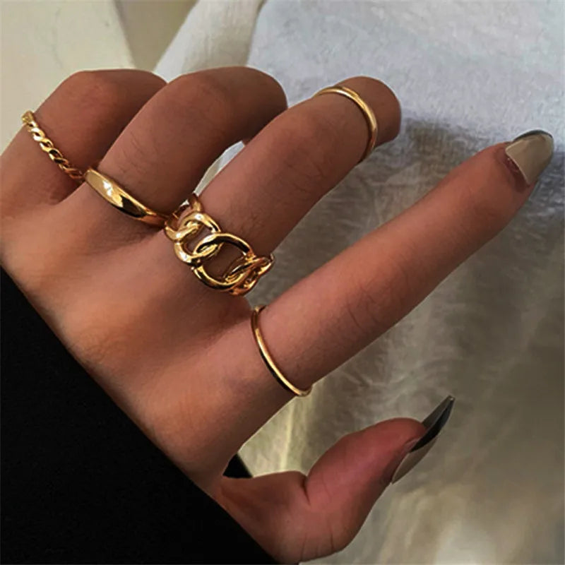 Modyle Boho Gold Color Heart Rings