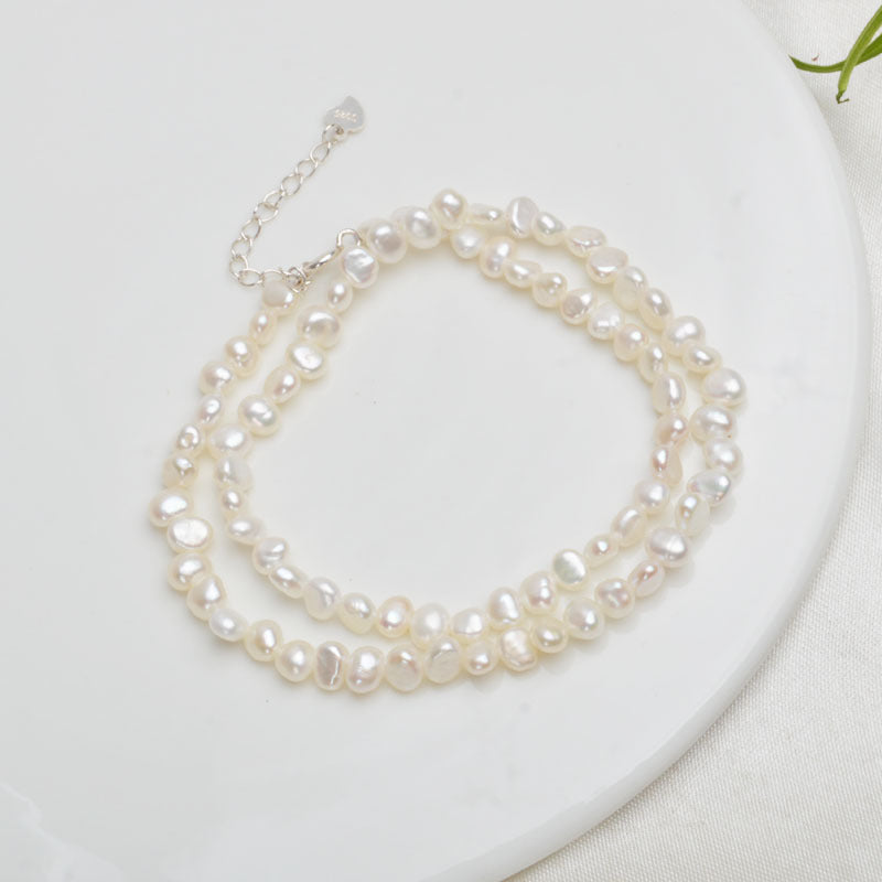 Silver Pearl Choker Necklace