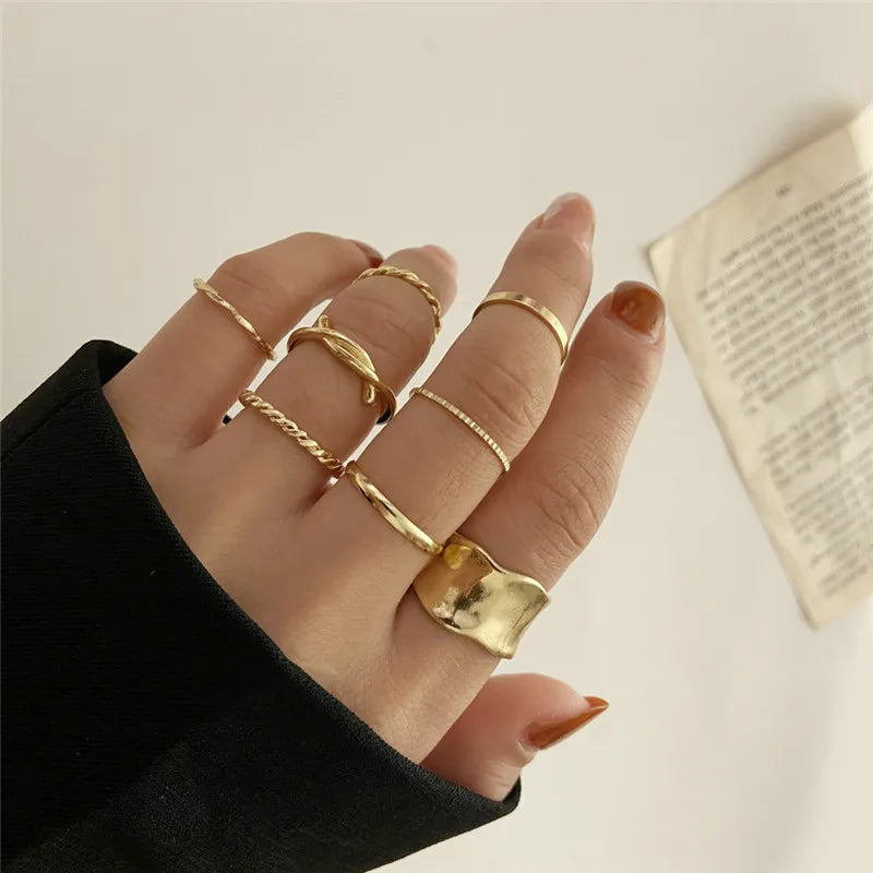 Modyle Boho Gold Color Heart Rings