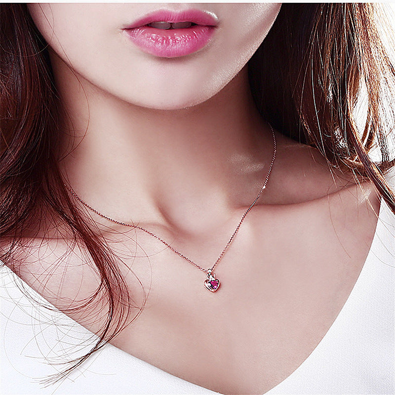 Heart Shaped Diamond Clavicle Chain Necklace