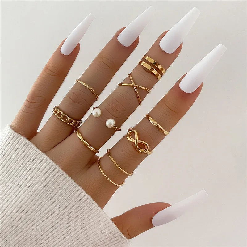 Modyle Boho Gold Color Heart Rings