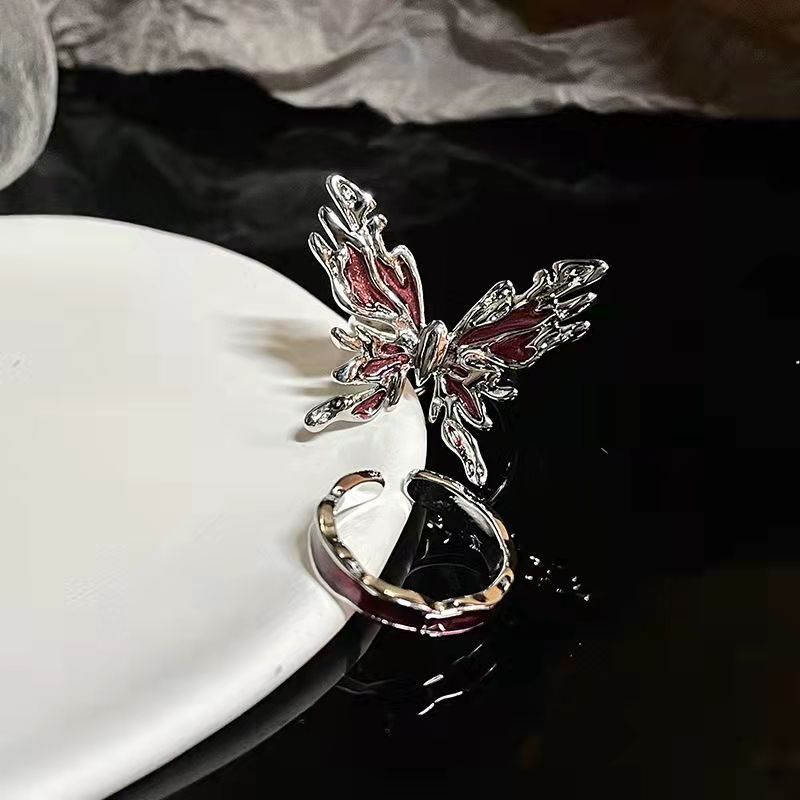 Red Butterfly Ring Opening Adjustable