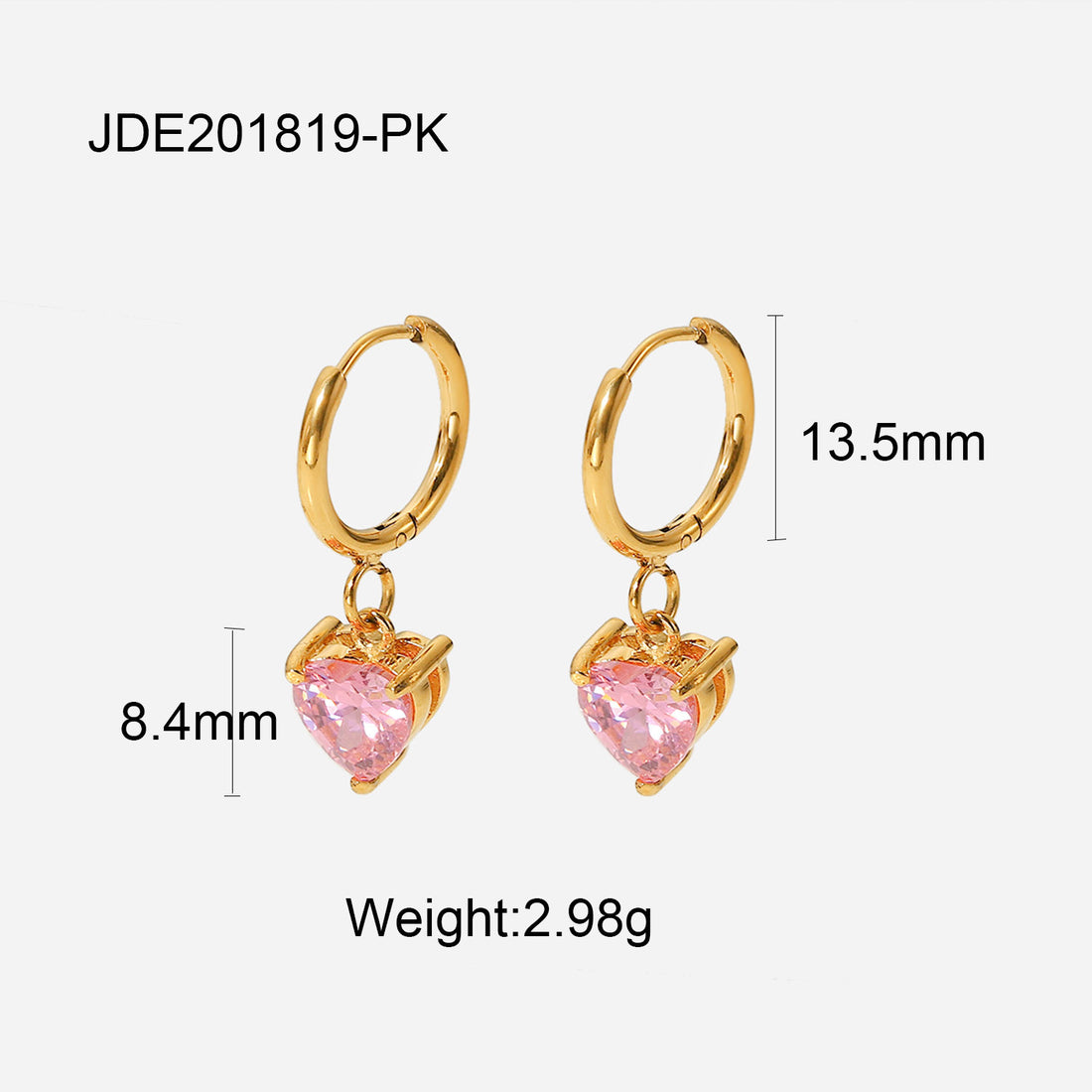 Women's Heart-Shaped Zircon Square Earrings