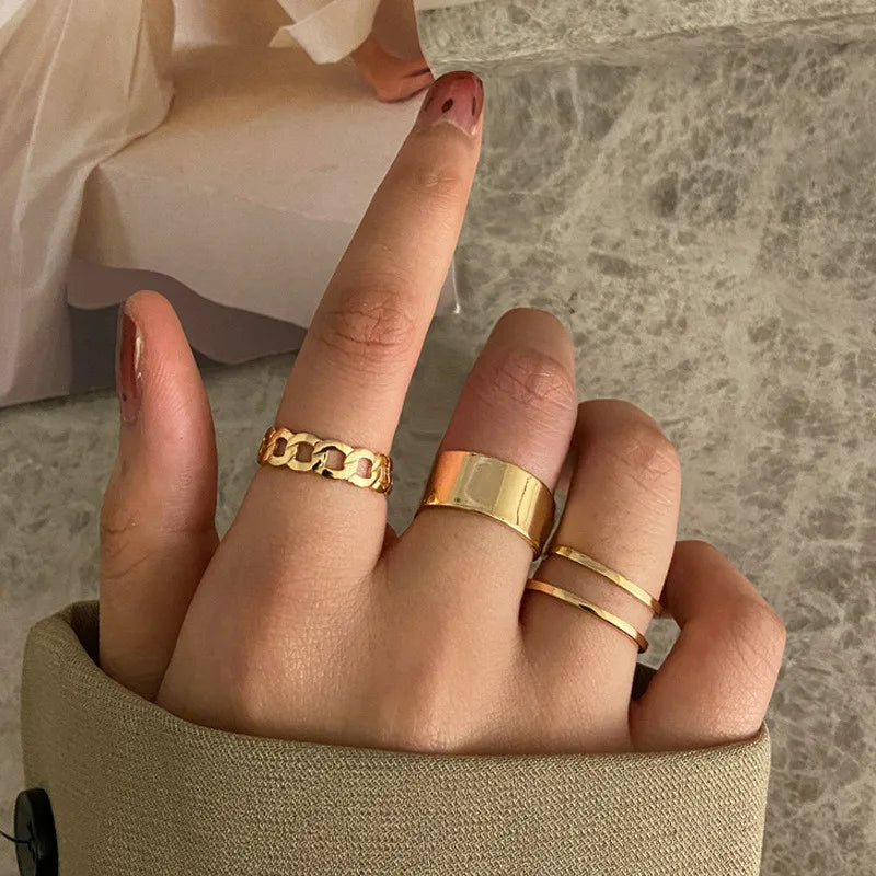 Modyle Boho Gold Color Heart Rings