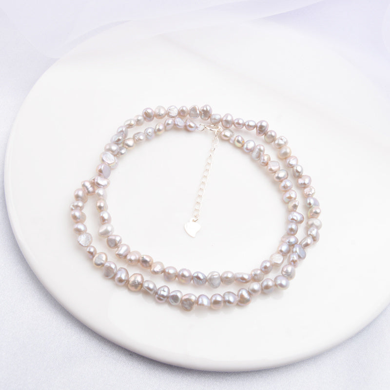 Silver Pearl Choker Necklace