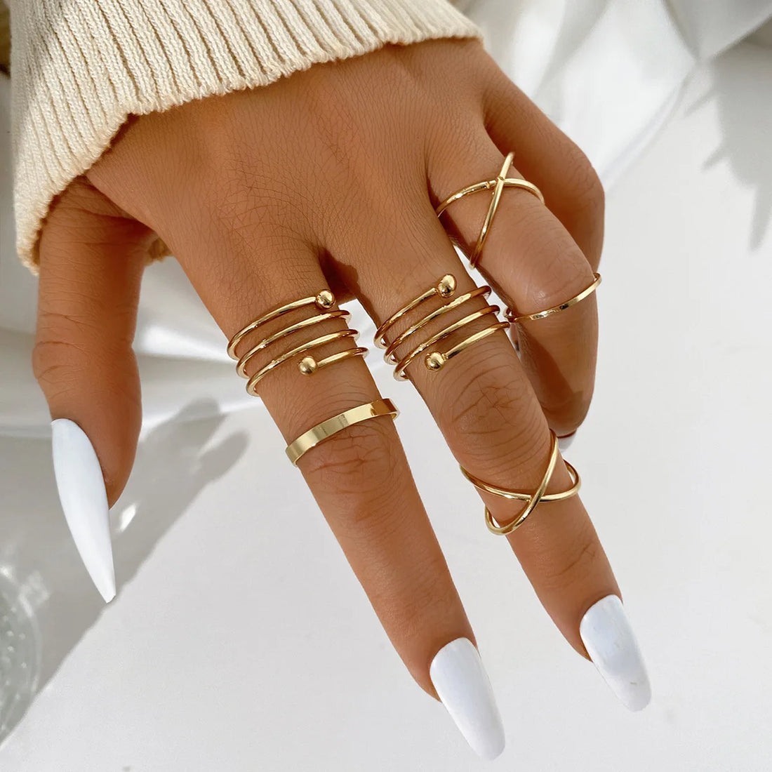 Modyle Boho Gold Color Heart Rings