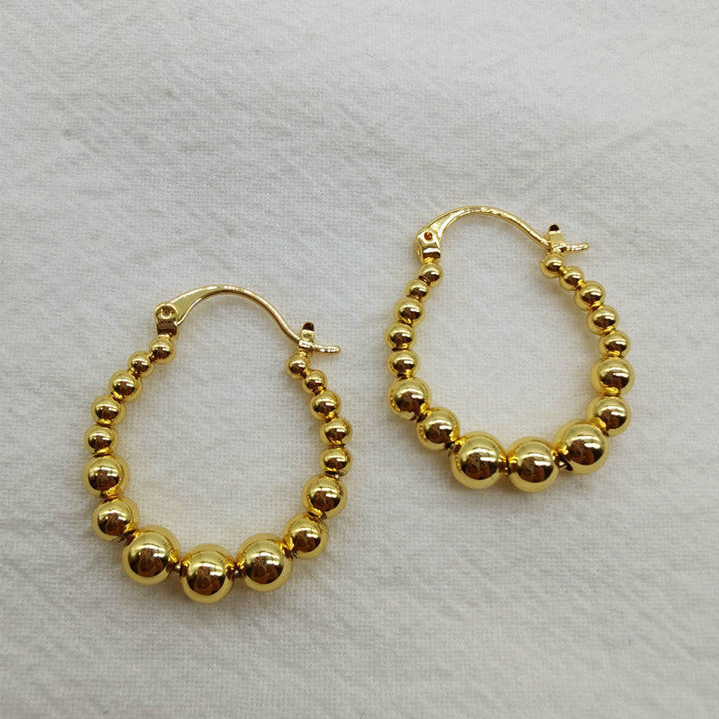 Gold Beaded Circle Hoop Earrings