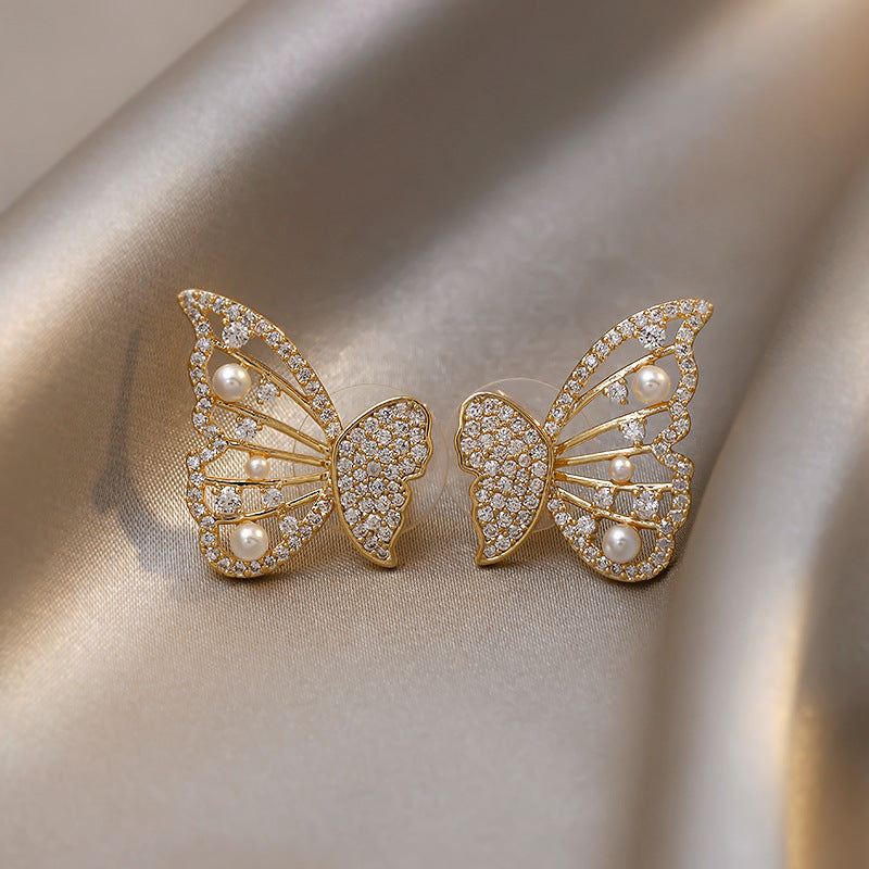 Butterfly Pearl Earrings Earrings Women