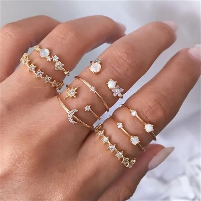 Modyle Boho Gold Color Heart Rings