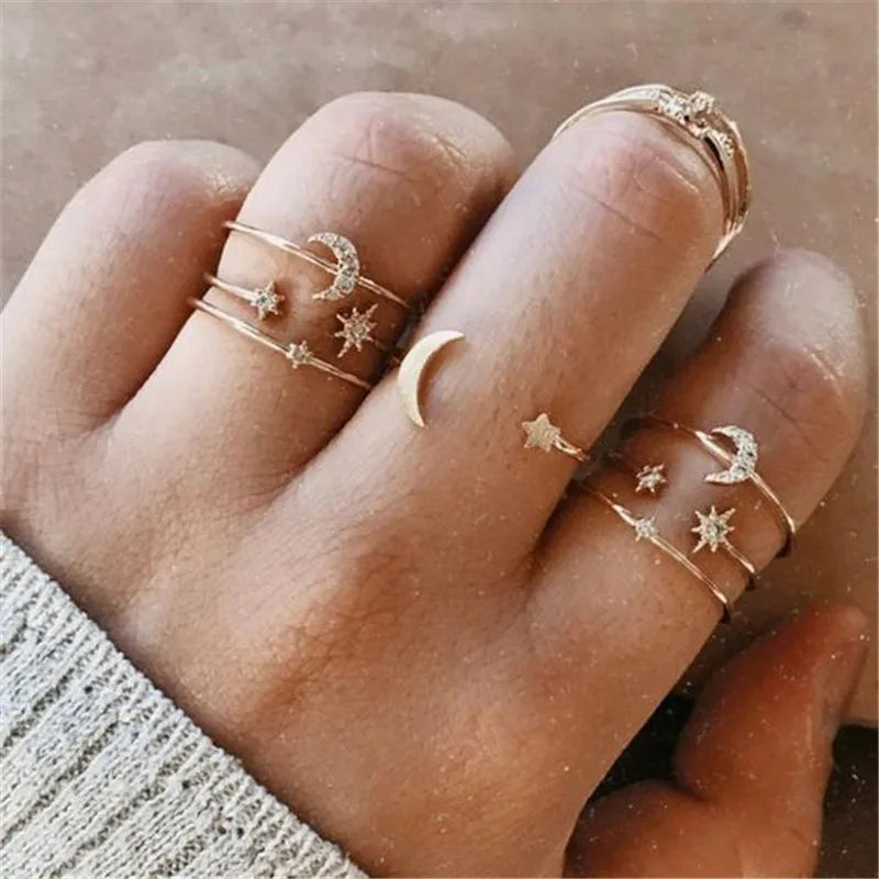 Modyle Boho Gold Color Heart Rings