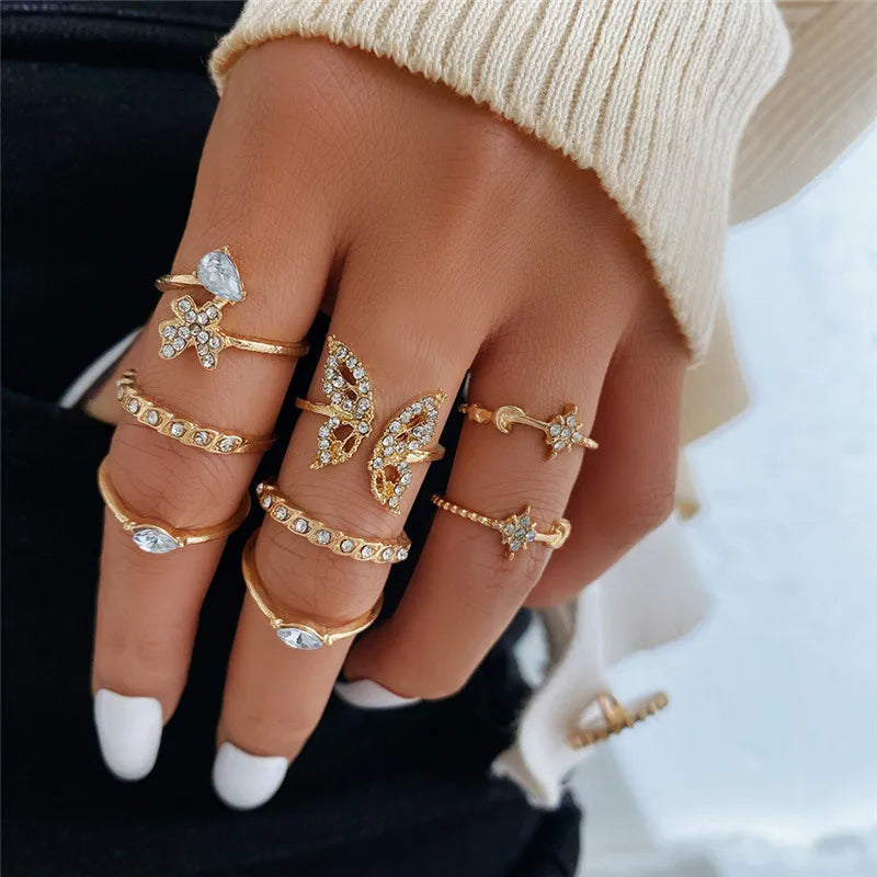 Modyle Boho Gold Color Heart Rings