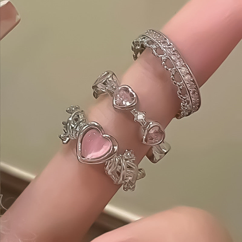 Adjustable Kpop Crystal Y2K Crown Ring for Women