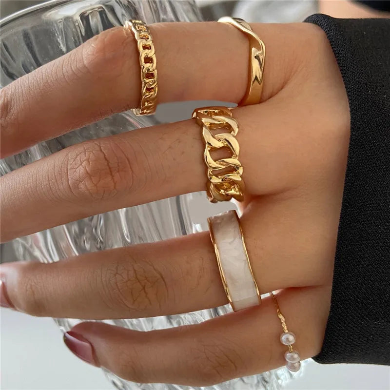 Modyle Boho Gold Color Heart Rings