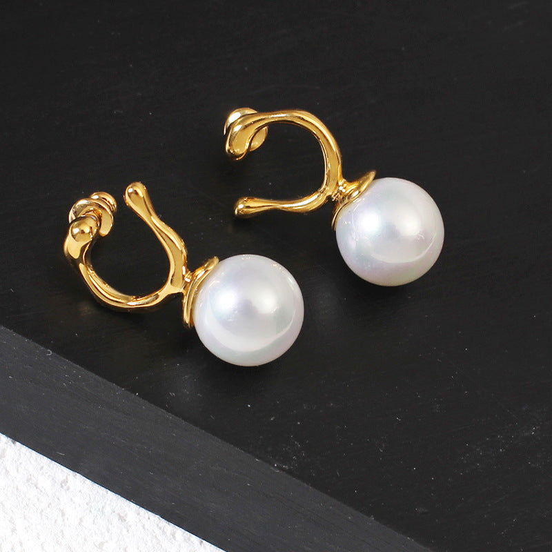 Gold-plated copper pearl earrings