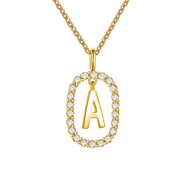 Crystal Gold Letter Necklace for Women