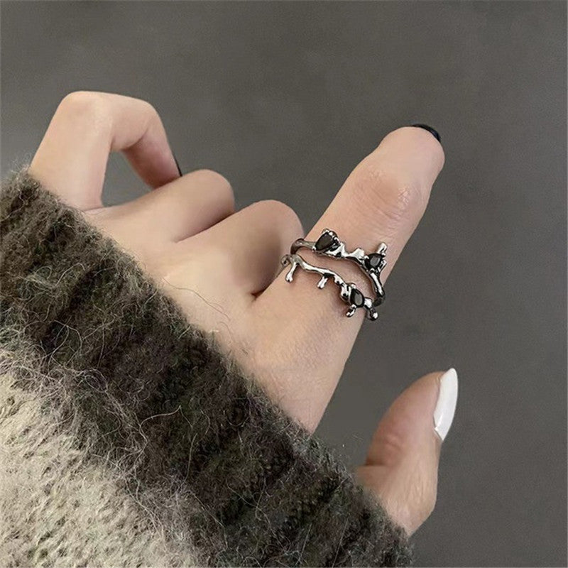 Adjustable Kpop Crystal Y2K Crown Ring for Women