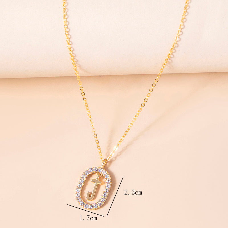 Crystal Gold Letter Necklace for Women