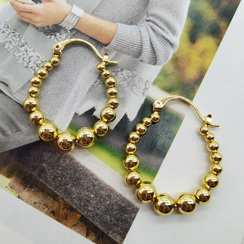 Gold Beaded Circle Hoop Earrings