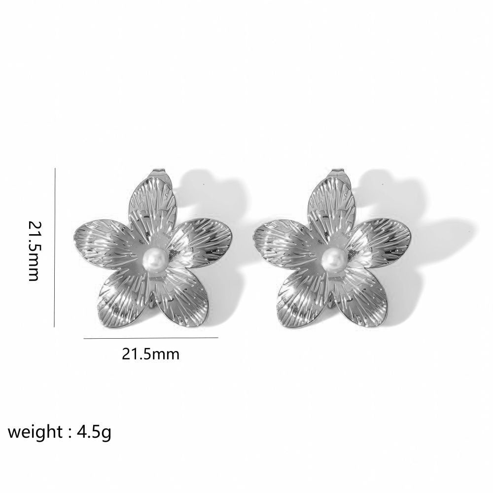 Gold Butterfly Flower Stud Earrings