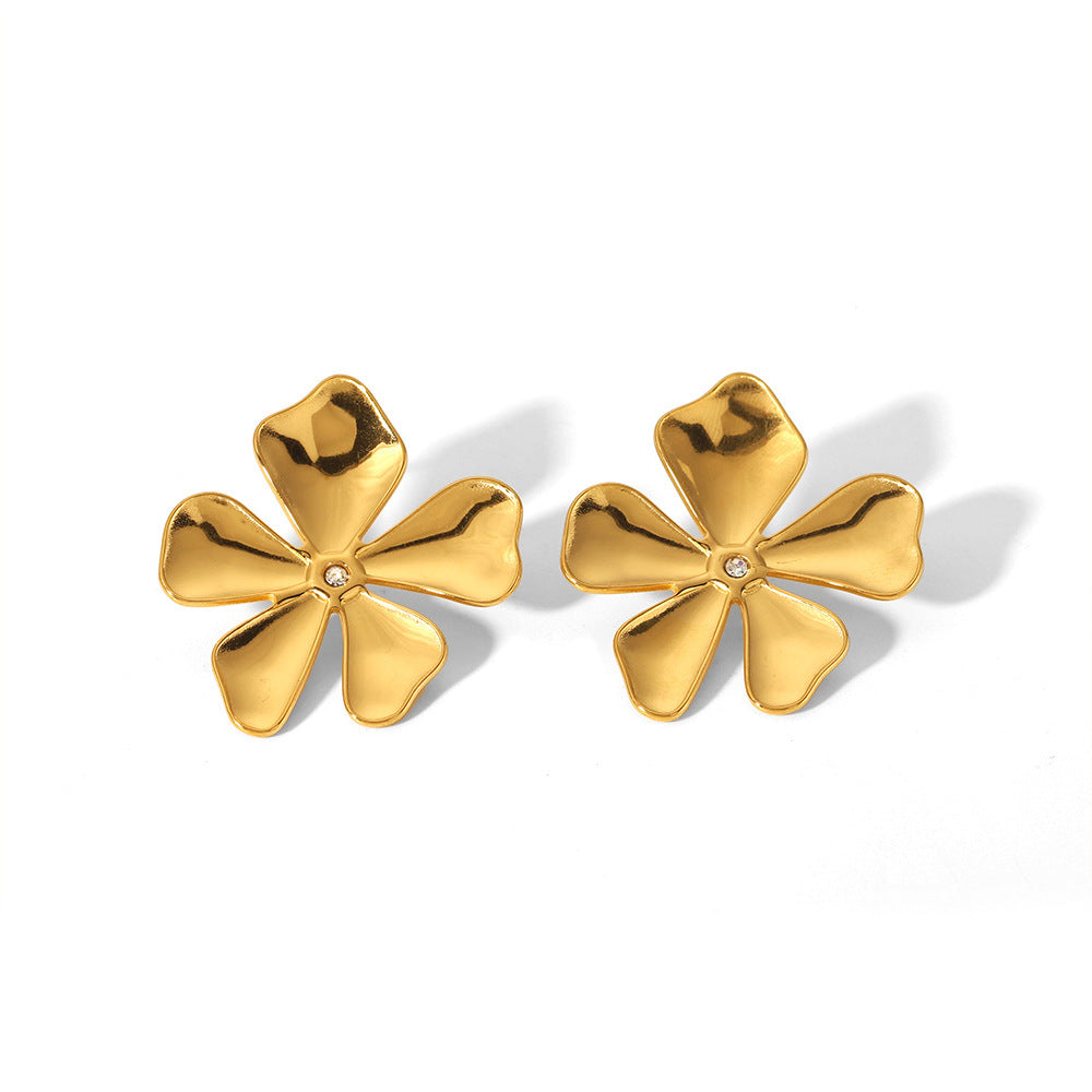 Gold Butterfly Flower Stud Earrings