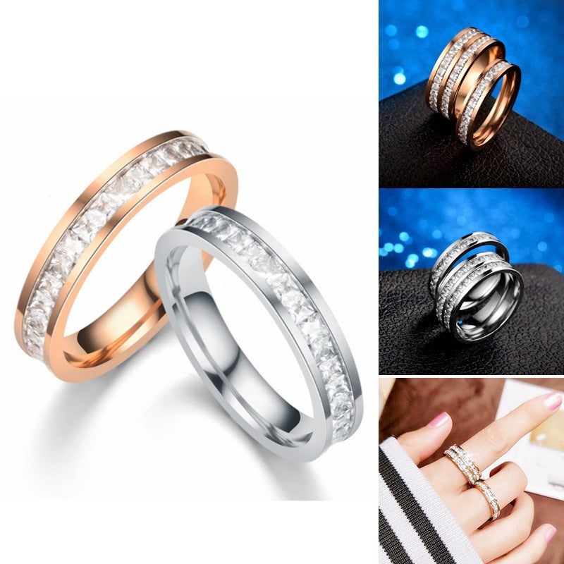 Fashion Rhinestone Stainless Steel Ring