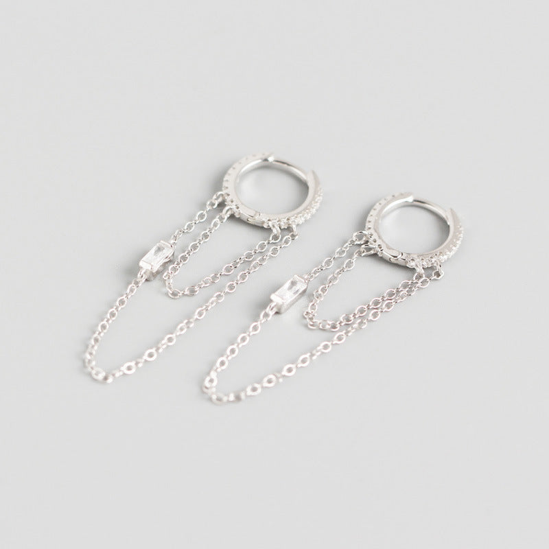 INS Style Silver Tassel Earrings