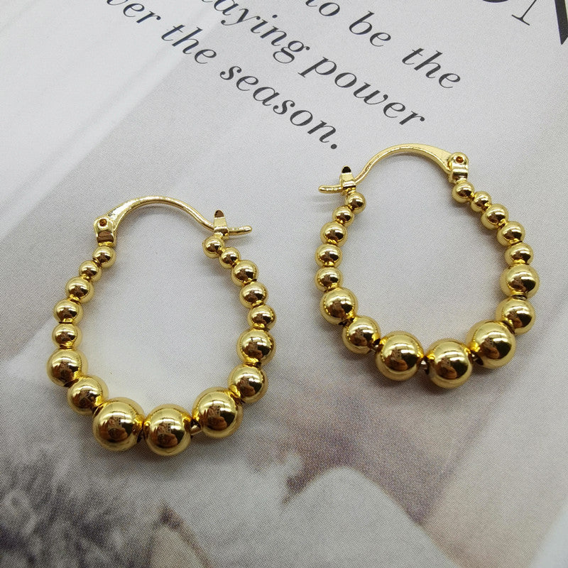 Gold Beaded Circle Hoop Earrings