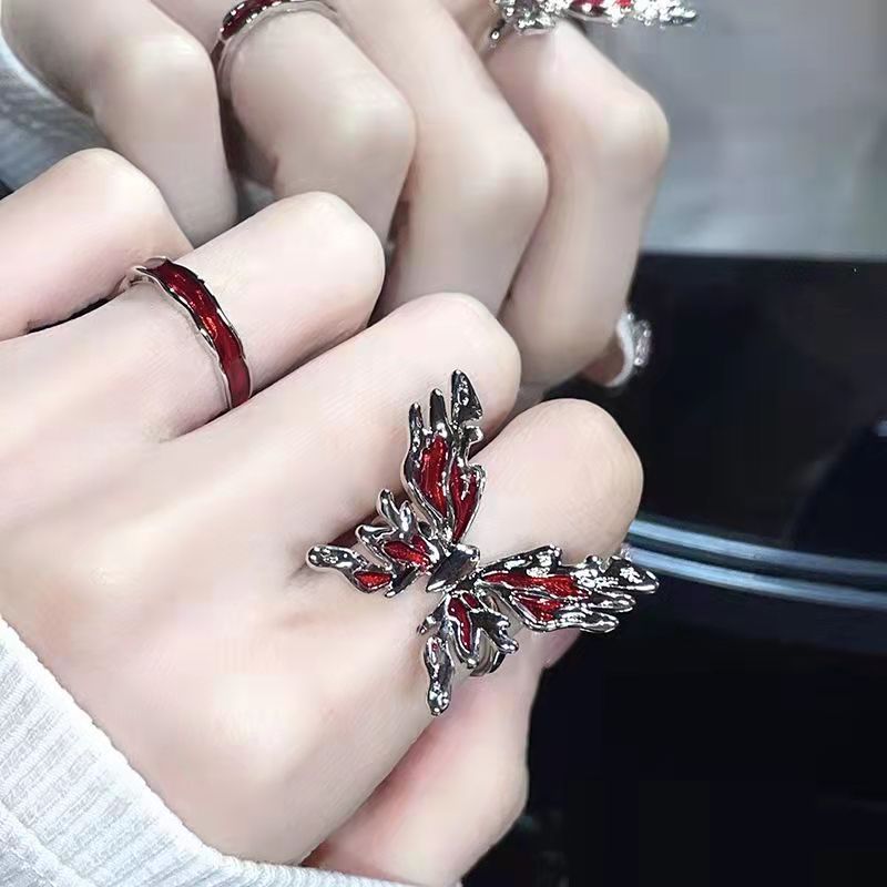 Red Butterfly Ring Opening Adjustable