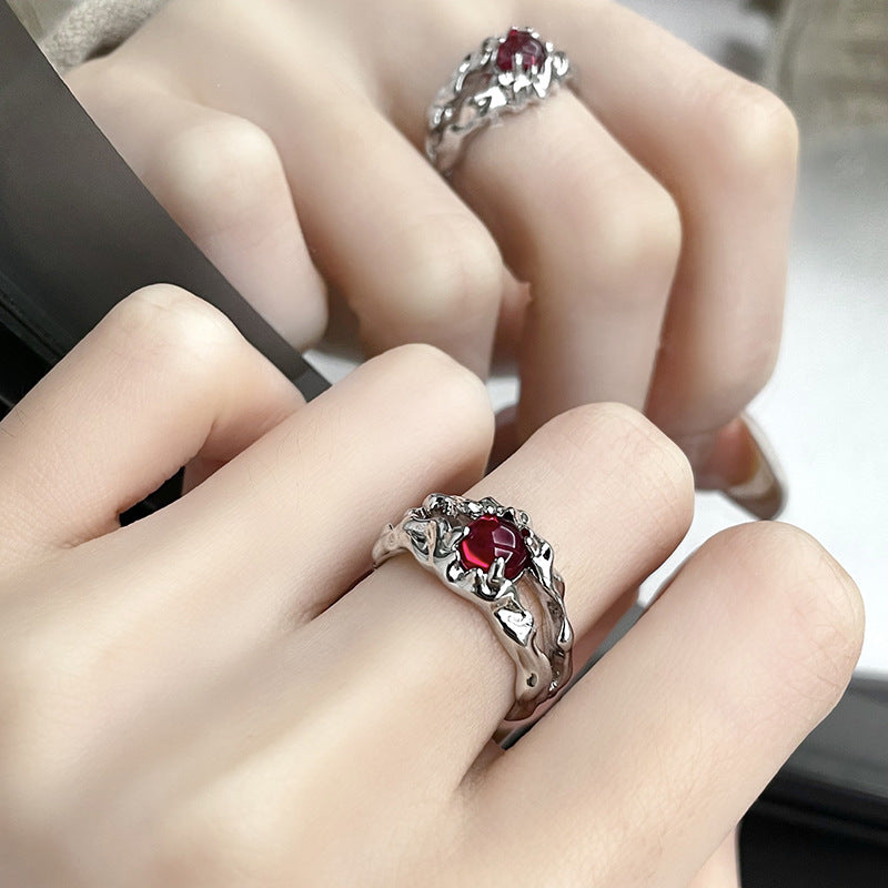 Kpop Fashion Punk Red Crystal