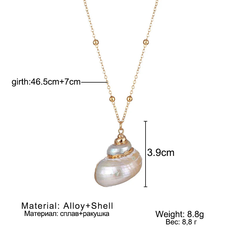 Boho Conch Shell Pendant Necklace – Summer Beach Jewelry for Women