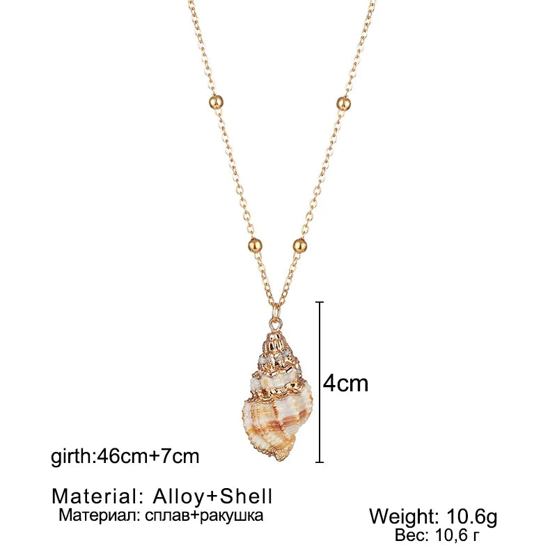 Boho Conch Shell Pendant Necklace – Summer Beach Jewelry for Women