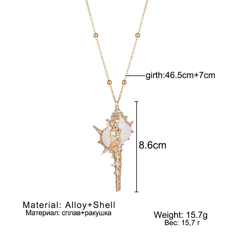 Boho Conch Shell Pendant Necklace – Summer Beach Jewelry for Women