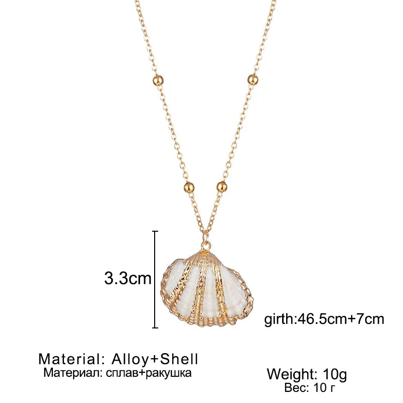 Boho Conch Shell Pendant Necklace – Summer Beach Jewelry for Women