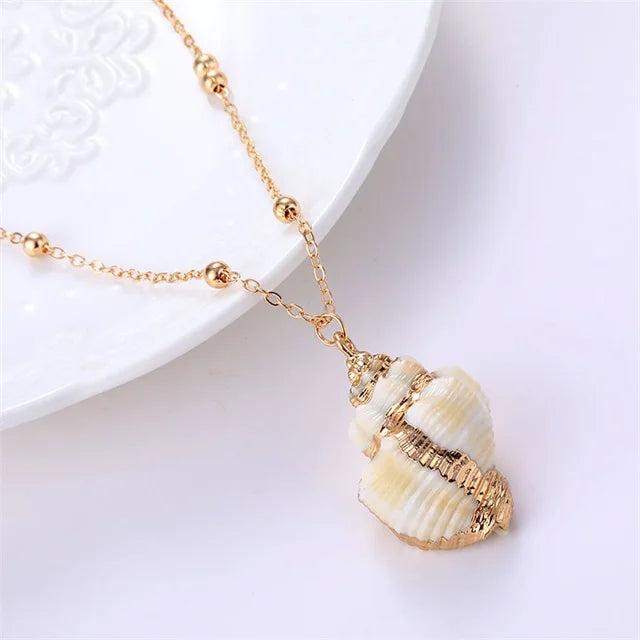 Boho Conch Shell Pendant Necklace – Summer Beach Jewelry for Women