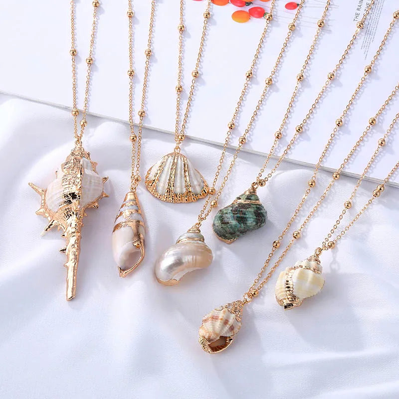 Boho Conch Shell Pendant Necklace – Summer Beach Jewelry for Women