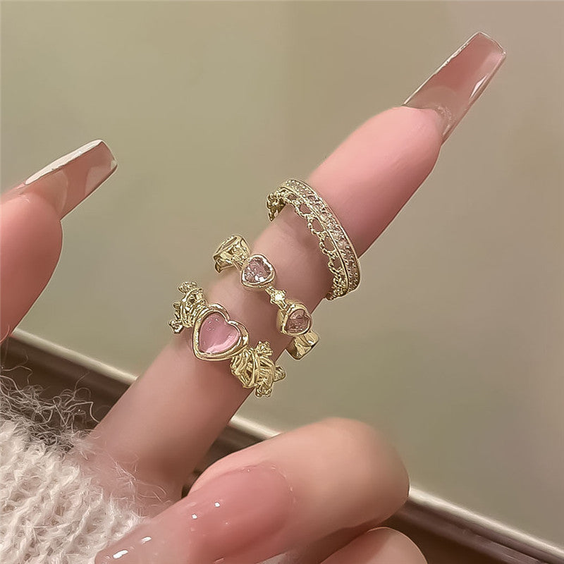 Adjustable Kpop Crystal Y2K Crown Ring for Women