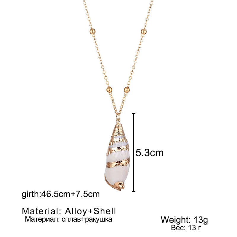 Boho Conch Shell Pendant Necklace – Summer Beach Jewelry for Women