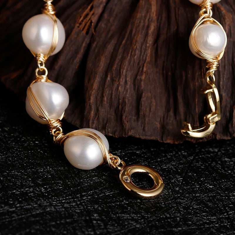 Handmade 14K Gold Filled Baroque Pearl Bracelet - Birthday Gift Jewelry for Women