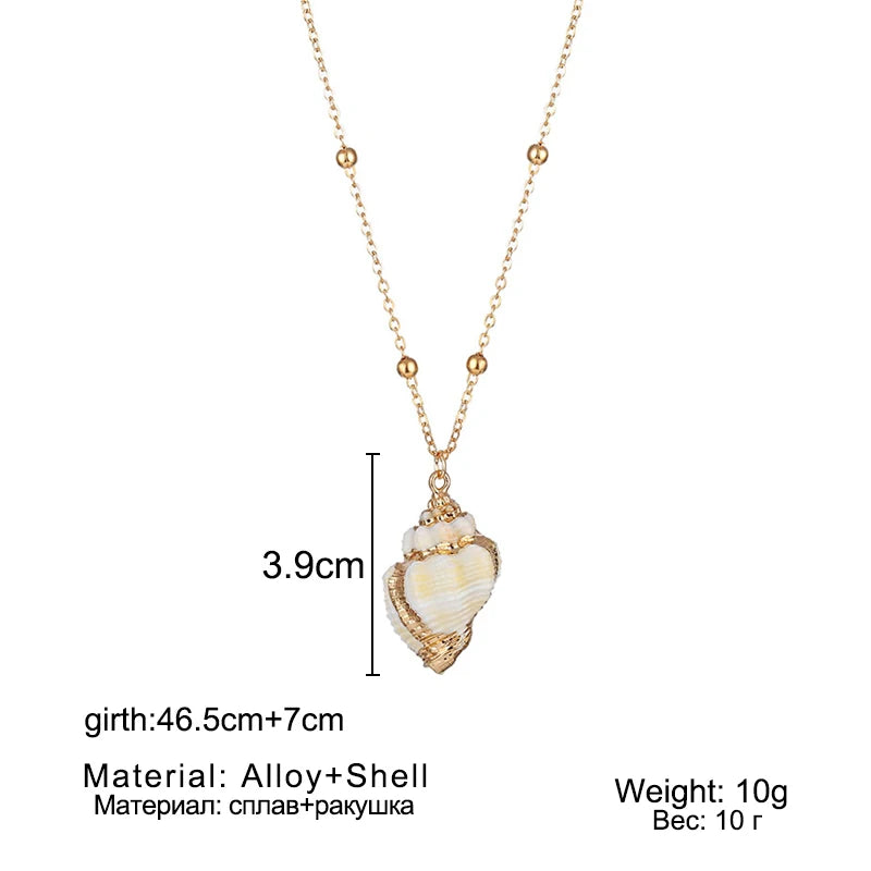 Boho Conch Shell Pendant Necklace – Summer Beach Jewelry for Women