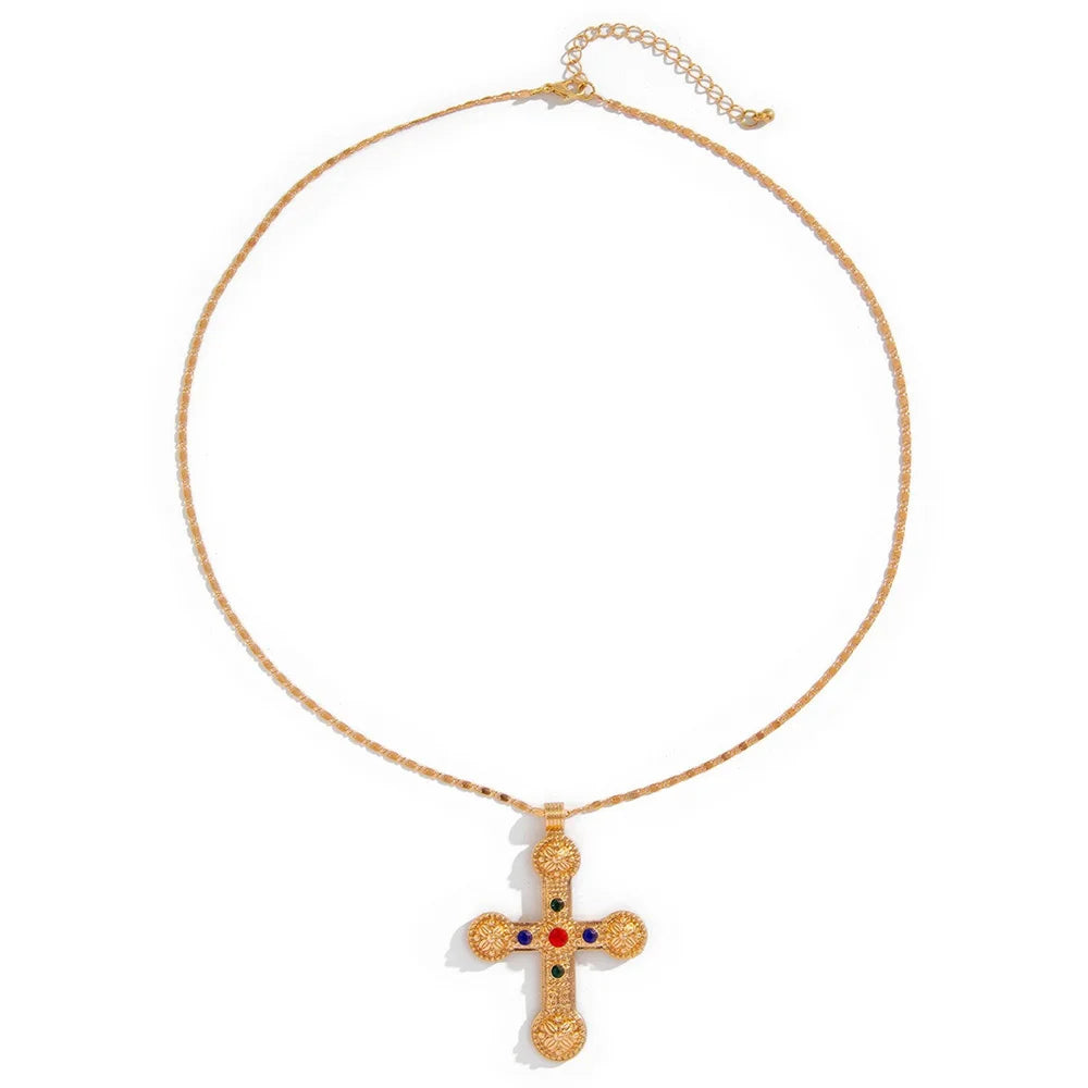 Zircon Cross & Pearl Flower Choker - 2024 Y2K Fashion Necklace for Women