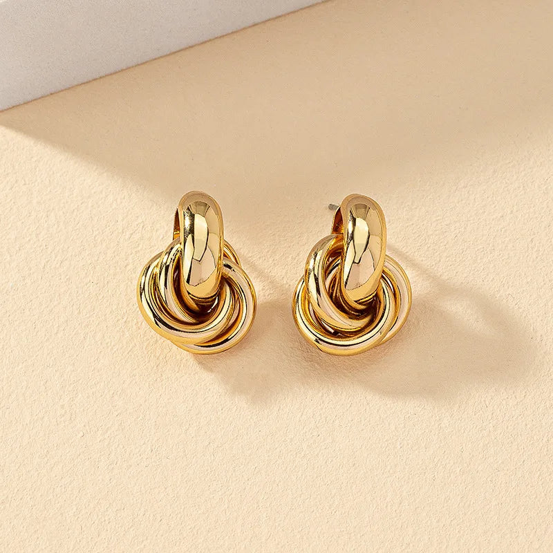 Gold & Silver Knot Hoop Earrings – Trendy Daily Wear Jewelry for Women