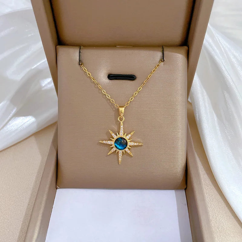 316L Stainless Steel Sun Pendant Necklace - Planet Clavicle Chain Jewelry for Women