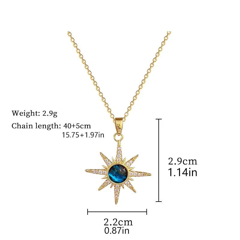 316L Stainless Steel Sun Pendant Necklace - Planet Clavicle Chain Jewelry for Women